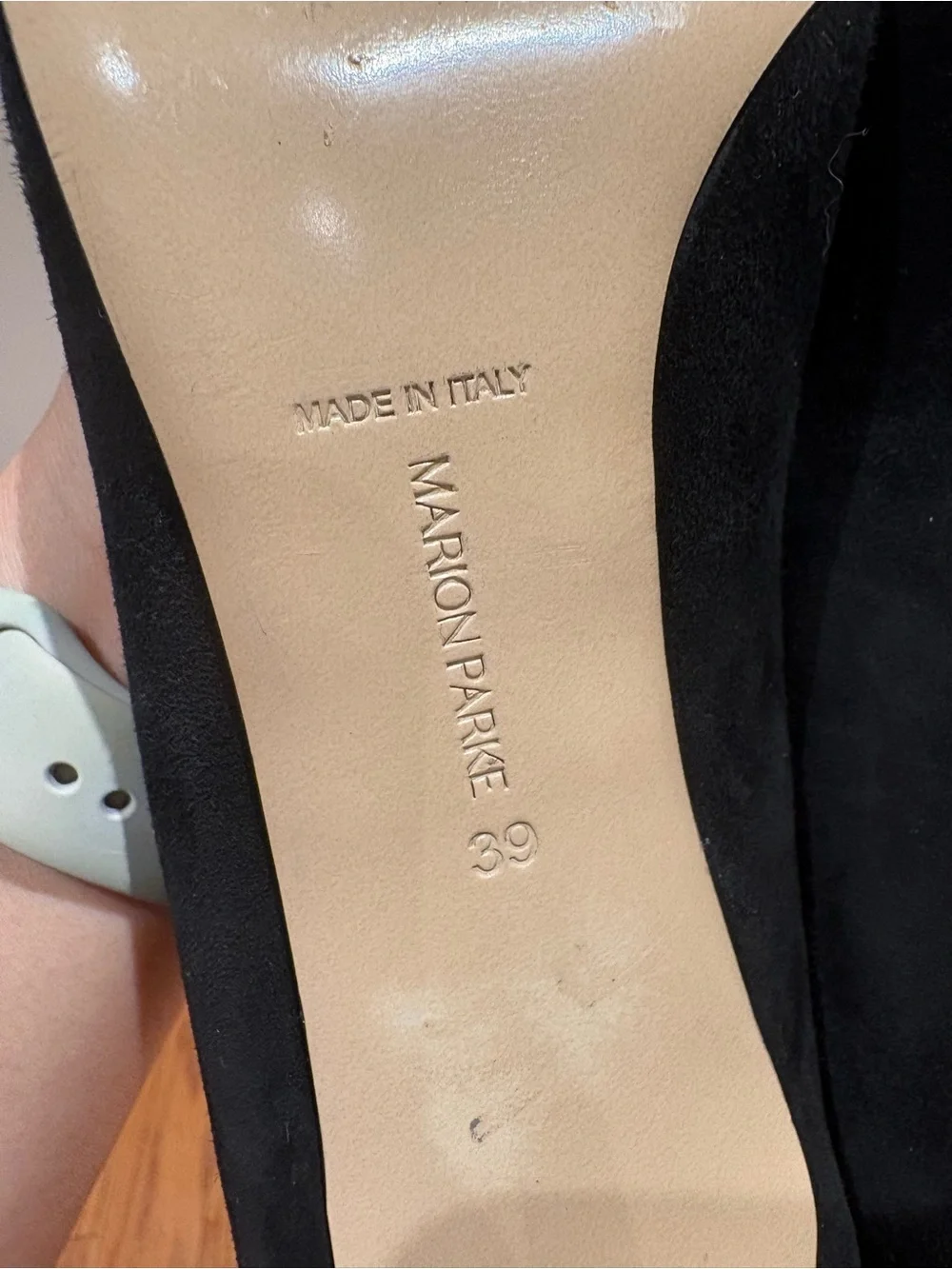 MARION PARKE Black Suede 85 Classic Pointed Toe Pump Women's 39/US 9